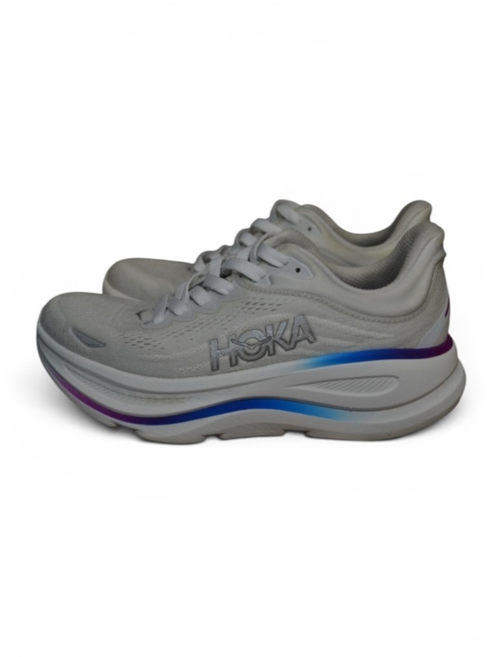 Hoka Women's White Running Shoes with Blue and Purple Sole Accents - Picture 7 of 7